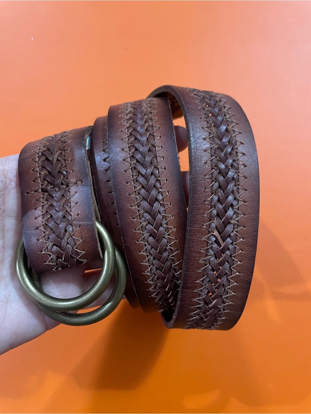 J. Crew Braided Leather Double-Ring Belt - Brown